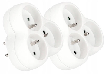 Rozgałęźnik sieciowy 3 gniazda złodziejka z uziemieniem - 2 szt.