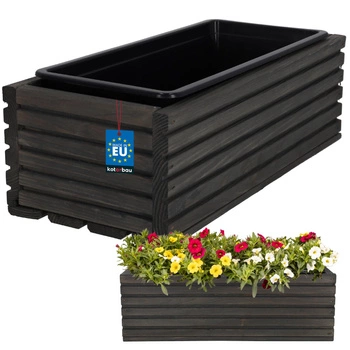 Doniczka skrzynka drewniana ogrodowa na taras z wkładem antracyt 44x20 cm