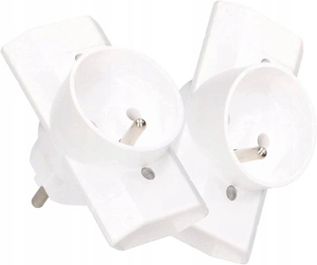 Rozgałęźnik 3 gniazda wtyczka złodziejka uziem - 2 szt. - Kolor biały