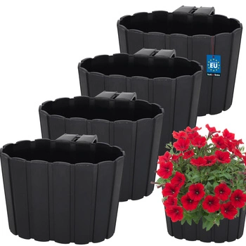 Doniczka balkonowa balkonowa antracyt 150 MM Zestaw 4 szt.