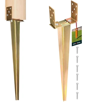 Podstawa słupa regulowana wbijana do gruntu złota 0-160 mm