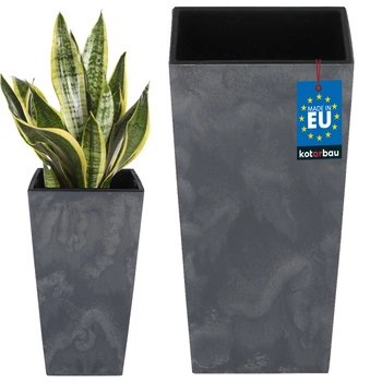 Doniczka z wkładem 140x140x267 mm struktura betonu