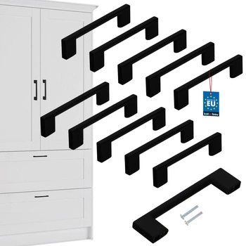 Uchwyt meblowy kuchenny klasyk nowoczesny czarny mat 96 mm zestaw 10 szt.