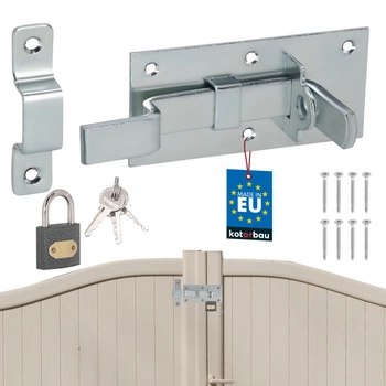 Zasuwa odgięta uniwersalna do drzwi furtki bramki stalowa z kłódką 130 mm
