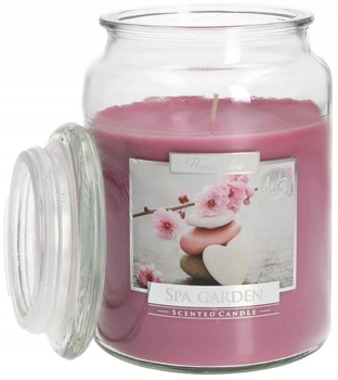 Świeca świeczka duża zapachowa w szkle z wieczkiem 100 h - ogród spa
