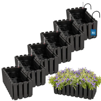 Doniczka balkonowa balkonowa szara na balustradę 400 MM Zestaw 6 SZT