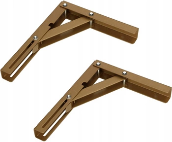 Wspornik kątownik składany na półkę 200 mm rozkładany  2 szt. - Kolor złoty