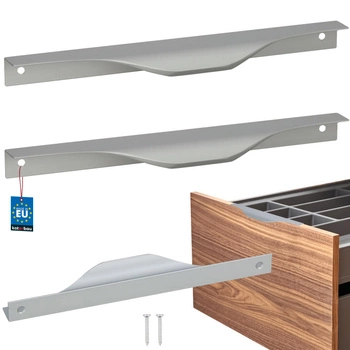 Uchwyt meblowy krawędziowy nowoczesny aluminium srebrny 192 mm zestaw 2 szt.