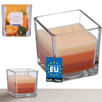 Świeca świeczka trójkolorowa zapachowa w szkle 32 h - pomarańcza