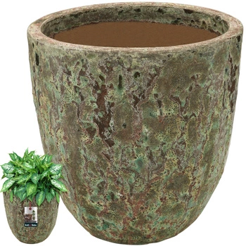 Donica ceramiczna ⌀ 46 cm turkusowo brązowa rękodzieło