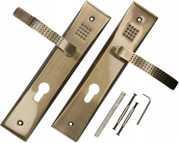 Klamka do drzwi wc długi szyld patyna 72 mm