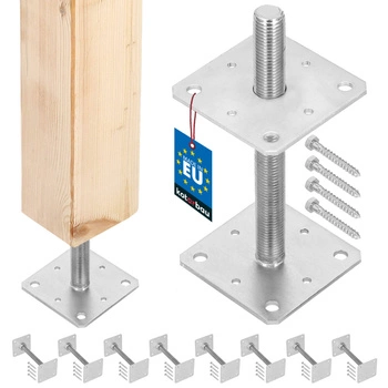 Podstawa słupa wkręcana regulowana pręt m24 110x110x250 mm zestaw 8 szt.