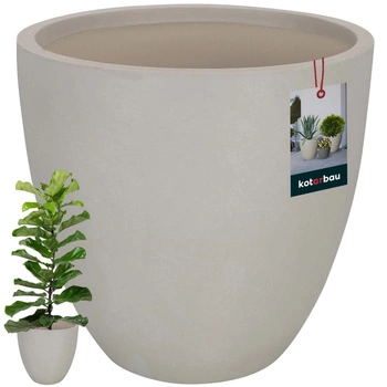 Doniczka włókno ceramiczne duża do salonu na taras beżowa 36x31 cm