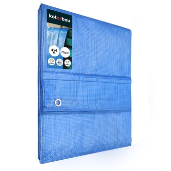 Plandeka ochronna mocna gruba uniwersalna niebieska 75 g/m2 4x4 m