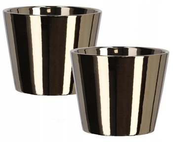 Doniczka osłonka ceramiczna na rośliny ⌀11 cm złota - 2 szt.