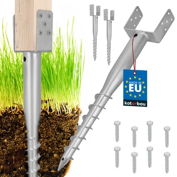 Podstawa słupa kotwa u wkręcana do ziemi stalowa 140x720 mm zestaw 2 szt.