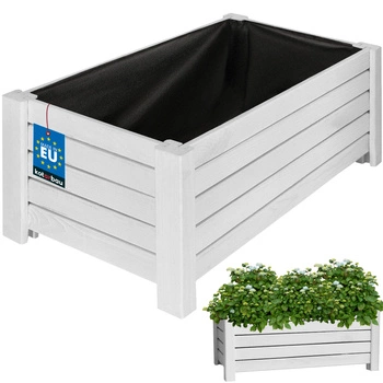 Doniczka drewniana skrzynka do ogrodu na kwiaty biała 60x33 cm