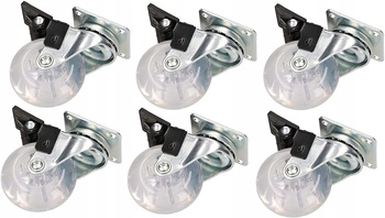 Kółko obrotowe meblowe przeźroczyste 50 mm hamulec - 6 szt.