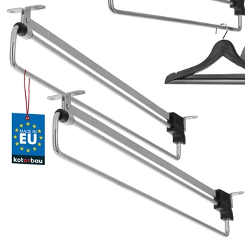 Wieszak wysuwny do szafy garderoby na ubrania srebrny 450 mm zestaw 2 szt.