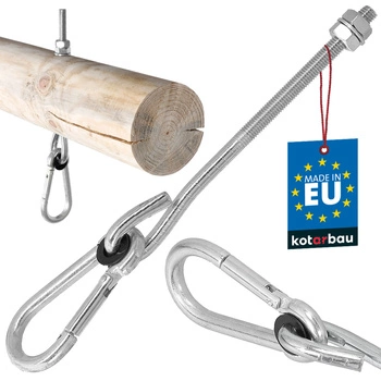 Hak huśtawkowy z karabińczykiem śrubowy do drewna m10 195 mm