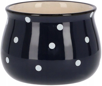 Doniczka donica osłonka ceramiczna w grochy granatowa - 110 mm