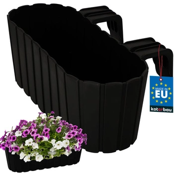 Doniczka balkonowa owalna antracyt na balustradę 400 MM