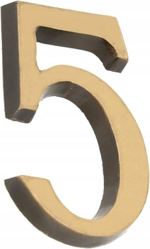Cyfra na dom "5" numer domu na drzwi 3d 5cm patyna