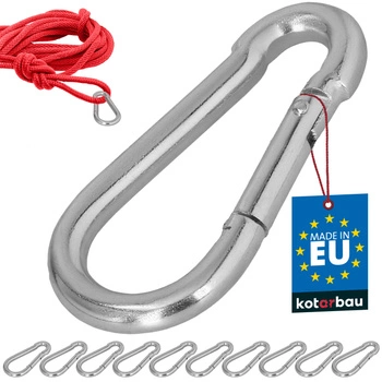 Karabińczyk strażacki do huśtawki liny hamaka metalowy 90 mm zestaw 10 szt.