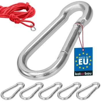 Karabińczyk strażacki do huśtawki liny hamaka metalowy 60 mm zestaw 5 szt.