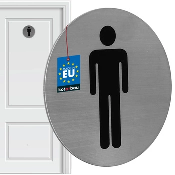 Znak tabliczka na drzwi wc dla mężczyzn piktogram samoprzylepny stal 7 cm