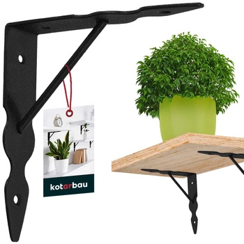 Wspornik pod półkę ze wzmocnieniem czarny 15x15 cm