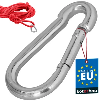 Karabińczyk strażacki do huśtawki liny hamaka metalowy 80 mm