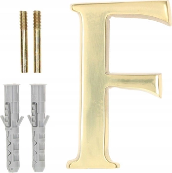 Litera na dom drzwi elewację "f" 10cm mosiądz