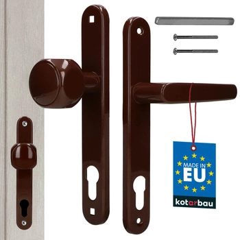 Gałko-klamka drzwiowa aluminium długi szyld na wkładkę brązowa 90 mm