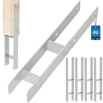 Podstawa słupa h do wmurowania stalowa ocynk srebrna 80 mm zestaw 4 szt.