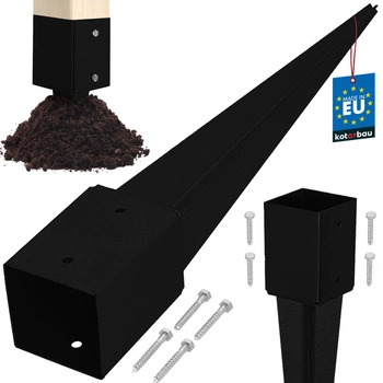 Podstawa słupa wbijana do ziemi stalowa czarna 100x100x750 mm