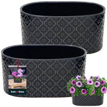Doniczka podłużna ceramiczna ozdobna elegancka kobalt 12x25 cm zestaw 2 szt.