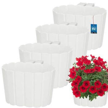 Doniczka balkonowa balkonowa biała na balustradę 150 MM Zestaw 4 szt.