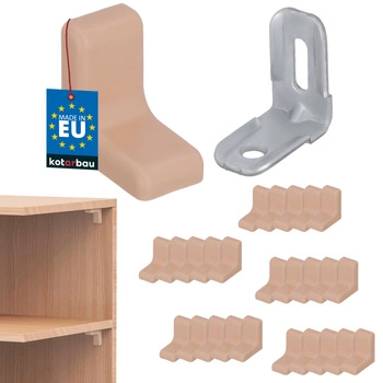 Komandorek kątownik meblowy z zaślepką buk zestaw 25 szt.