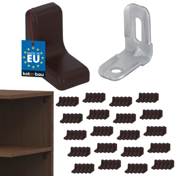 Komandorek kątownik meblowy z zaślepką wenge zestaw 100 szt.