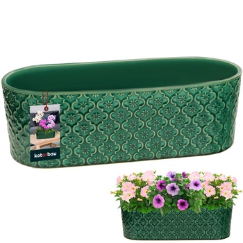 Doniczka podłużna ceramiczna ozdobna elegancka turkusowa 12x37 cm