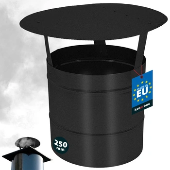 Daszek dymny do rury kominowej ocynkowany czarny 250 mm