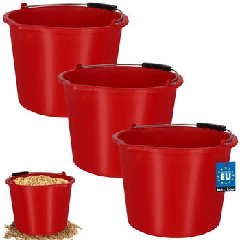 Wiadro budowlane gospodarcze z dzióbkiem 12 l czerwone zestaw 3 szt