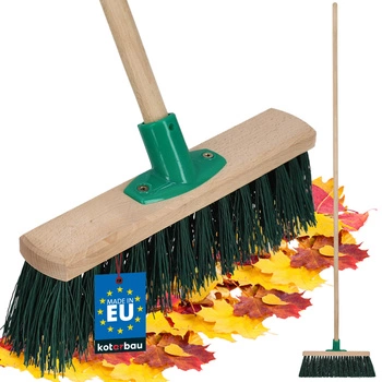 Szczotka miotła drewniana nylon 30 cm + kij trzonek drewniany