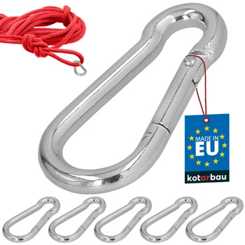 Karabińczyk strażacki do huśtawki liny hamaka metalowy 50 mm zestaw 5 szt.