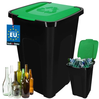 Kosz na śmieci z pokrywą zielony 50 l