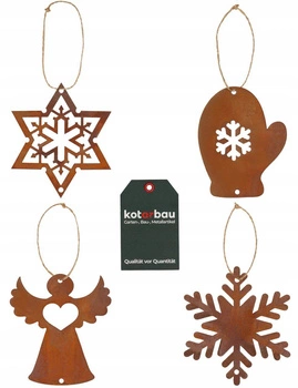 Bombki choinkowe zawieszki ozdoby metalowe rdza 4x