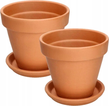 Doniczka gliniana ceramika terakota podstawka fi17 - 2 szt.