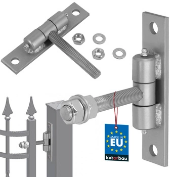 Zawias bramowy ze smarowniczkami wkręcany srebrny fi 16 mm
