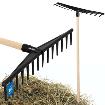 Grabie ogrodowe plastikowe z trzonem do liści trawy siana 14-zębne